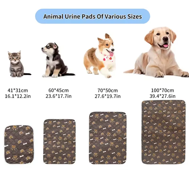 2pcs Cute Waterproof Pet Pee Pad Washable Puppy Training Pad Mat Reusable Anti-Slip Pee Pad Blanket Absorbent Diaper for Dog Cat 6