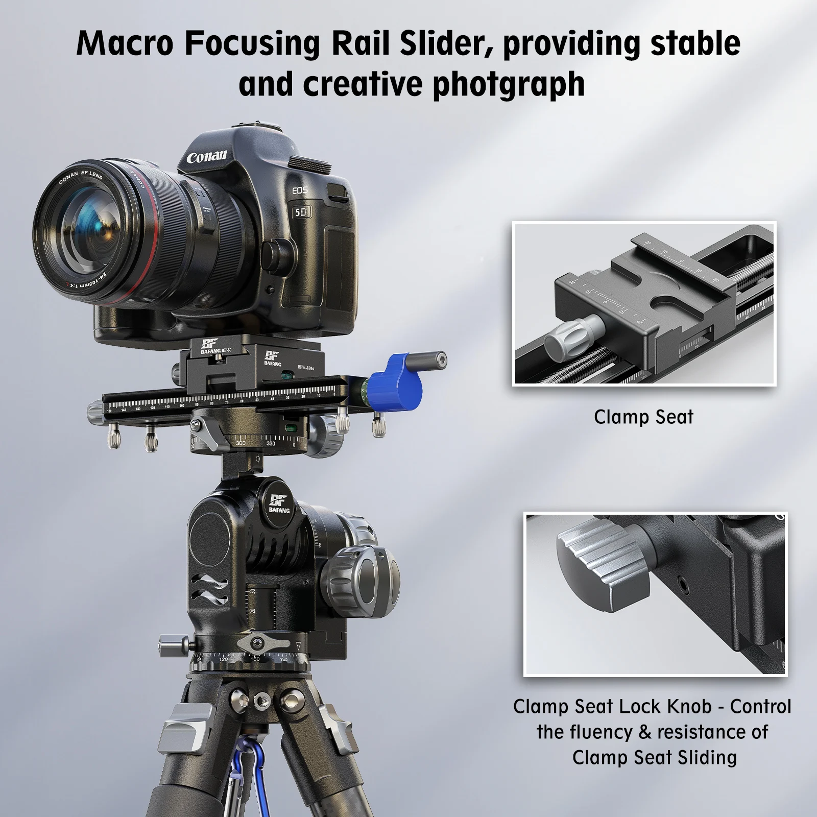 BAFANG 360&deg; Macro Pinion Guide Rail SLR Camera Slide with Quick Mounting Plate Special Photography Tripod Accessories