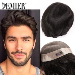 Toupees For Men Human Hair Mono With NPU Base Male Hair Unit Natural Color Men's Wigs 6