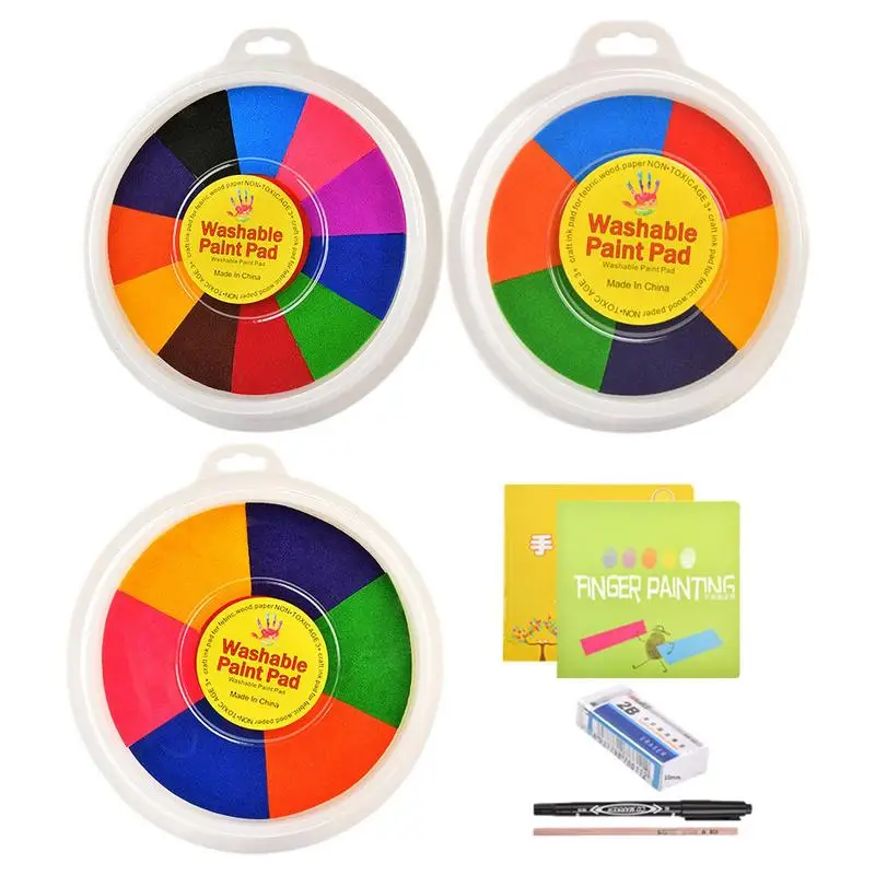 

Multi Color Finger Paint Pad Washable Finger Painting Kit For Kids Multicolor Ink Pad Set For Early Learning Art And Craft tool