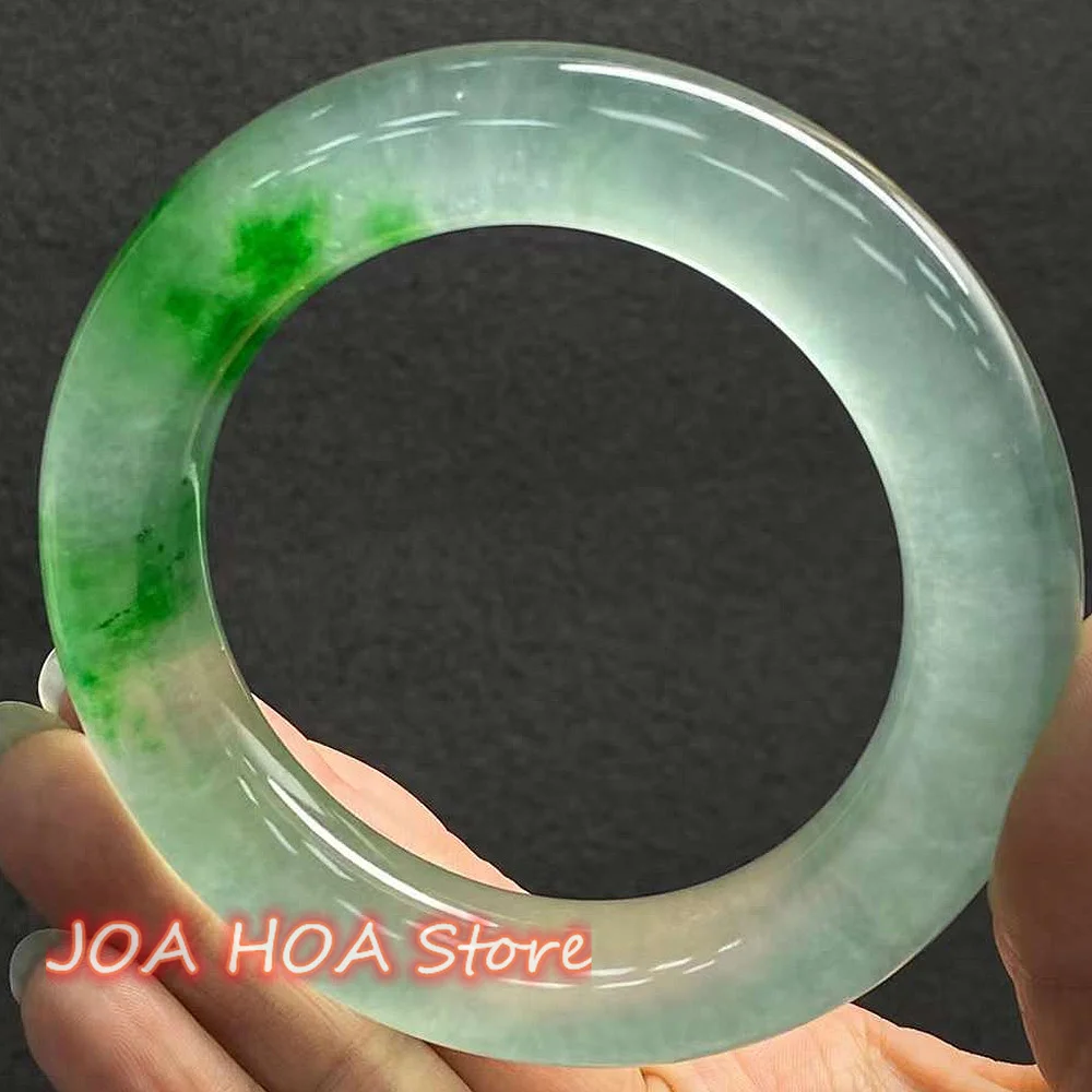 Latest Product Bangle Thick Round Bar High Ice Green Foating Green Bracelet Flower Exquisite Fashion Handring Fine Jewelry