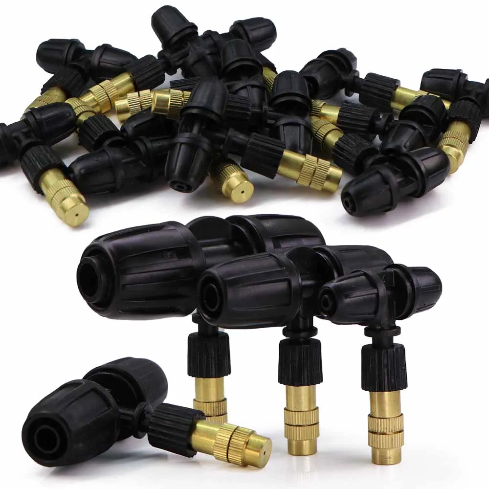 Brass Misting Nozzles with Tee Connector Snap-On Quick Joint Outdoor Garden Irrigation Atomizer Sprayer 1/4'' 3/8'' 1/2'' Tubing