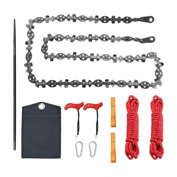 53/24 Inch Hand Rope Chain Saw Sharp Manual Tree Limb Chain Saw with 68/11 Teeth Folding Pocket Rope Chainsaw Tree Cutting Tool