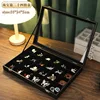 Boîte à bijoux noire avec couvercle, pour collier, bague, boucle d'oreille, Bracelet, affichage de rangement, cuir anti-poussière, Style décontracté, Surface dure