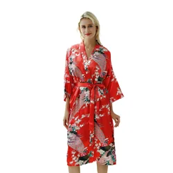 New Simulation Silk Pajamas Female Explosive Colored Peacock Long Nightgown Home Clothing