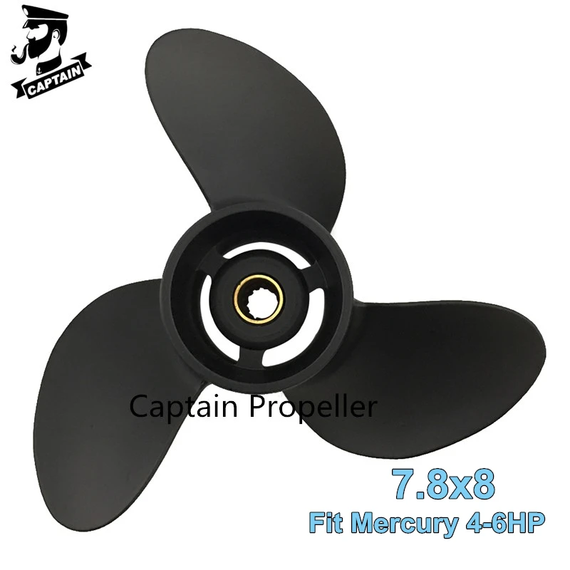 Captain Outboard Propeller 7.8x8 fit for Mercury Tohatsu Engine Motor 4HP 5HP 6HP Aluminum Mercury Propeller 3 Blades 12 Splines 362 64211 propeller shaft for tohatsu outboard motor 2t