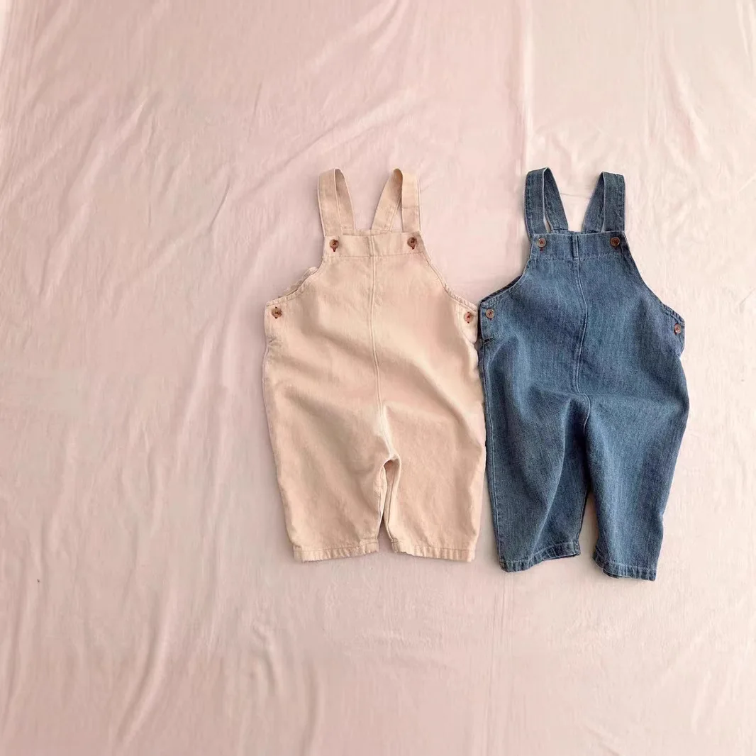 Korean Version Ins Denim Overalls for Boys and Girls, Spring and Autumn s for Children, Loose Denim Trendy Pants