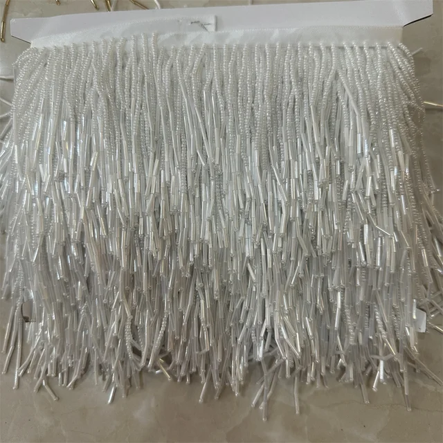 Frangia Con Paillettes Per Decorazione - 5 Yards, Larghezza 10 Cm, Colore Argento