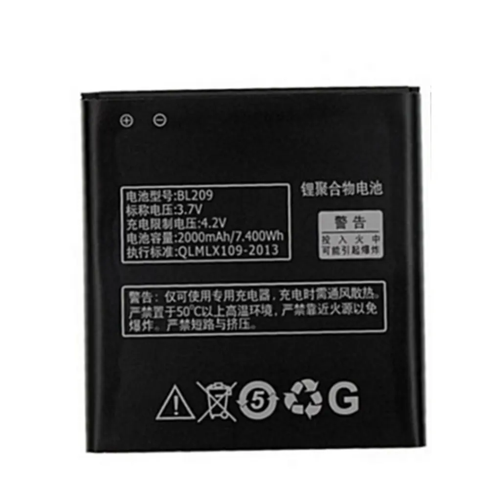 

Аккумулятор BL209 2000 мАч для Lenovo A706 A788T A820E A760 A516 A378T A398T, аккумуляторы для сотовых телефонов