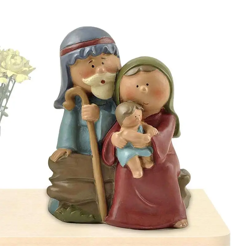 Holy Family Statue Christmas Nativity Figure Resin Statue Religious Figurine Decoration Catholic For Religious Celebration