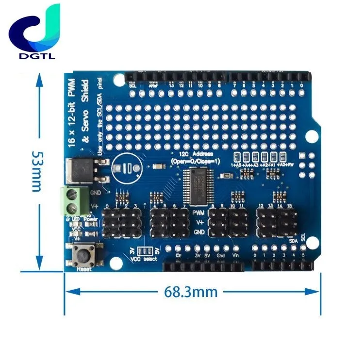 

Сервопривод 16 каналов 12-битный PWM/сервопривод для интерфейса PCA9685 для arduino или Raspberry shield module
