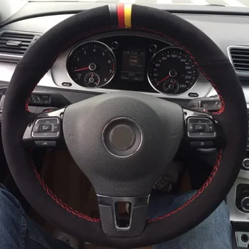 Coprivolante per auto involucro in pelle scamosciata nera per Volkswagen VW Golf Tiguan Passat B7 Passat CC Touran coprivolante