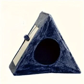 Pet bed suitable for cats under 15 pounds with plush toy ball cat scratching board 3