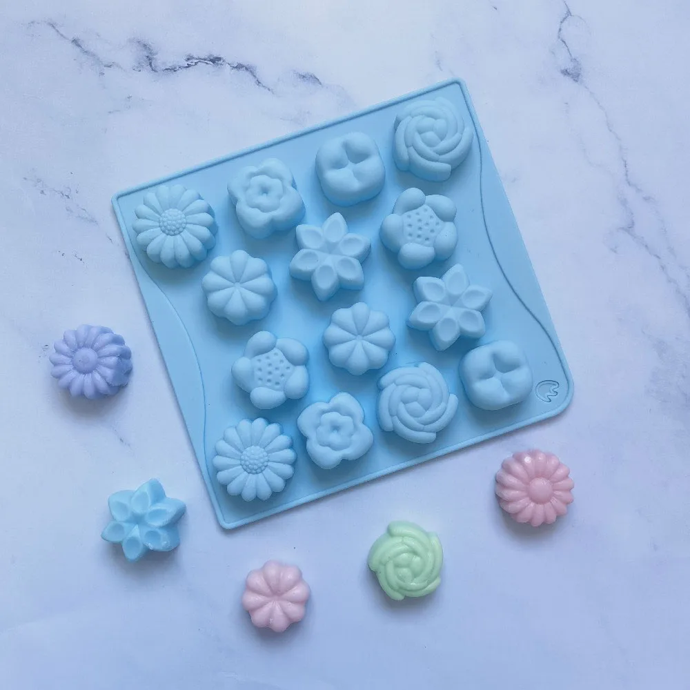 

Flower Chocolate Silicone Mold Ice Cube Tray Jelly Pudding Baking Mould Cake Decoration Cupcake Topper Wax Melts Soap Candle