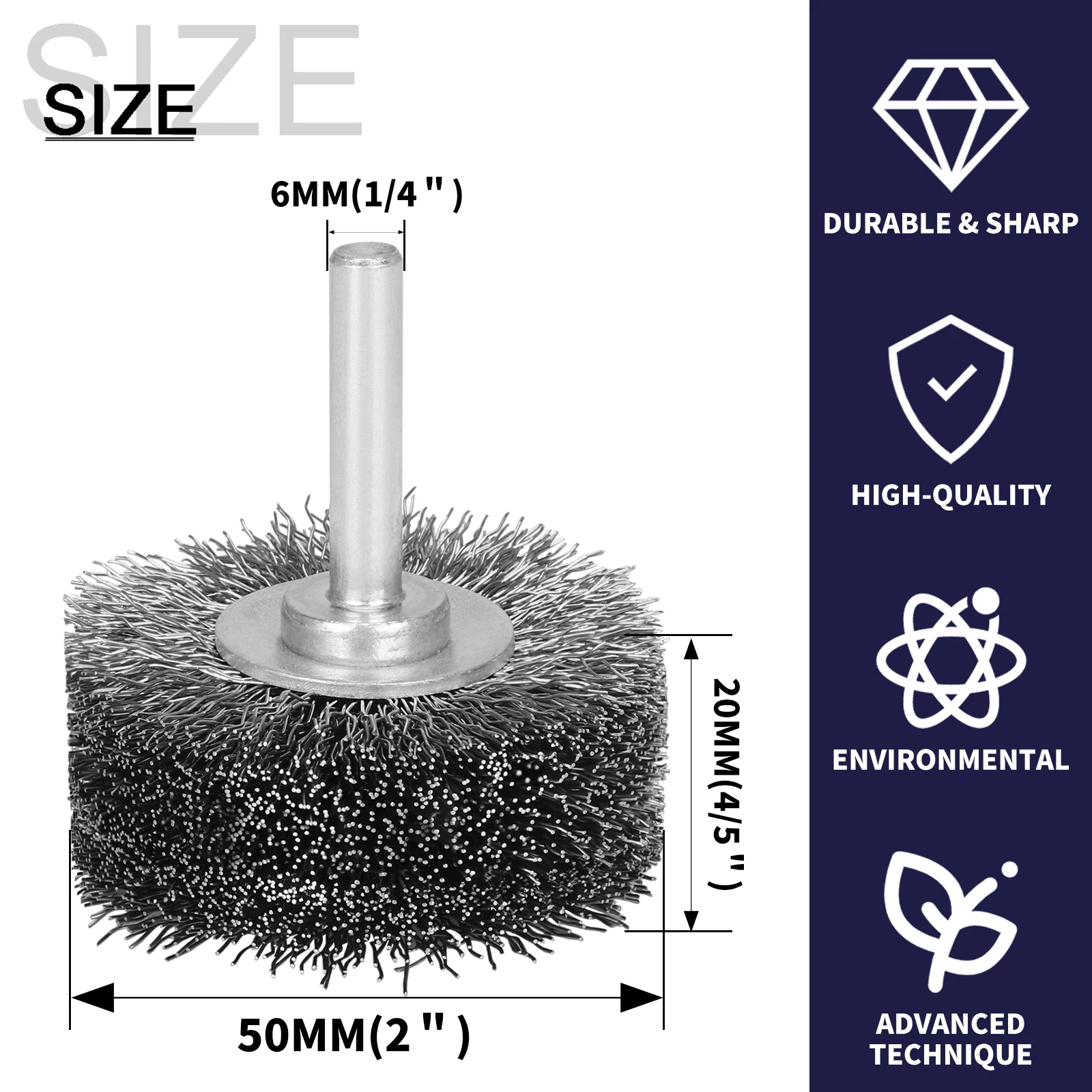 50mm Steel Wire Wheel Brush 1/4" Shank Dremel Rotary Tool for Mini Drill Dremel Metal Rust Removal Polishing 1/2/5Pcs 2