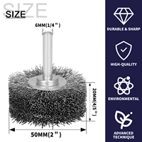 50mm Steel Wire Wheel Brush 1/4" Shank Dremel Rotary Tool for Mini Drill Dremel Metal Rust Removal Polishing 1/2/5Pcs 2
