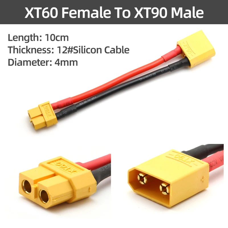 Lot de 2 câbles de charge XH-XT60 pour batteries RC, vue d'ensemble