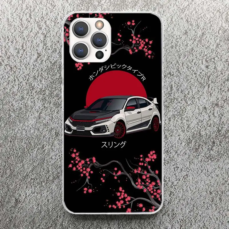 JDM Type R Sport Car Silicone Phone Case - Soft, Fun, Printed Shell