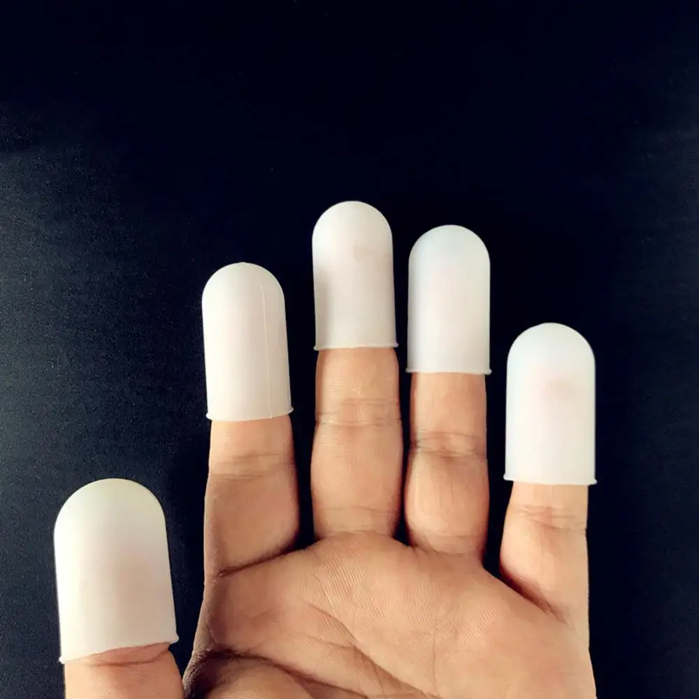 5PC White Finger Cots Heat Resistant Anti-skid Silicone Finger Cap Cover Sleeve Anti-scald Protection Kitchen Accessories finger protector finger guard
