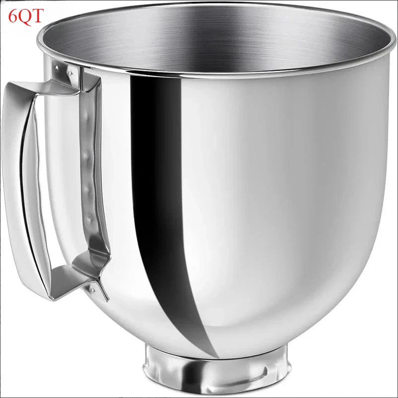 Stainless Steel Mixer bowl Fit for KitchenAid 6 QT Tilt-Head Mixer,  Mixing Bowl with Handle.