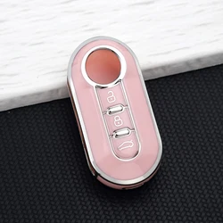 Premium TPU Flip Cover Keychain for Car Keys - Stylish Auto Accessory (Pink Key Case)