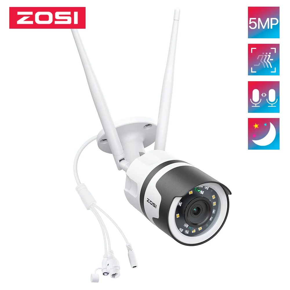 ZOSI C190 Pro 5MP 2.4 / 5GHz WiFi Беспроводная IP-камера для видеонаблюдения водонепроницаемая