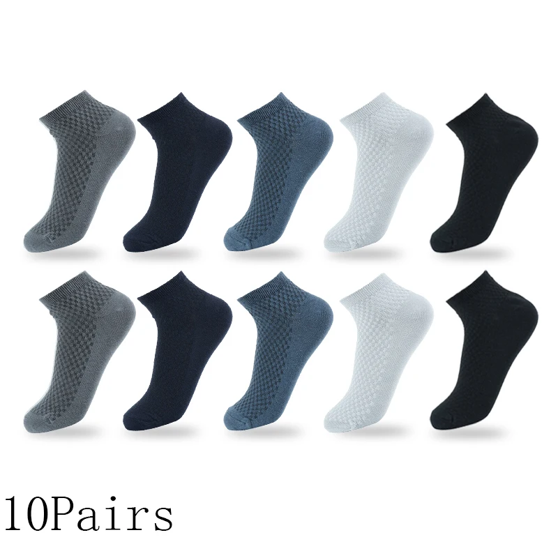 Mens Business Socks - 10 Pairs Black Deodorant Breathable Short Solid Color