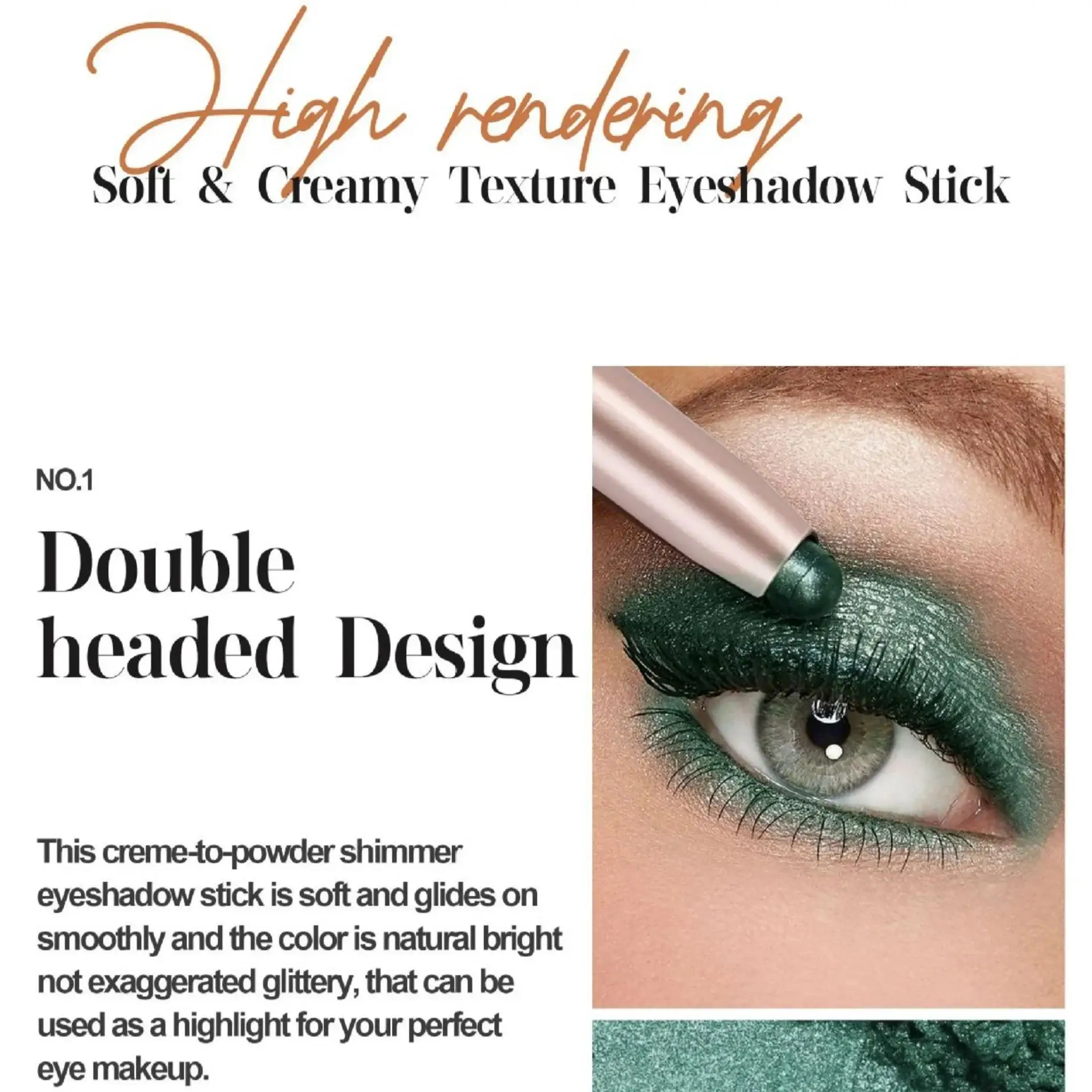 12 Farben wasserfester Lidschattenstift, langanhaltend, metallisch schimmernd, Highlighter-Creme-Stift mit Pinsel und Doppelkopf_voghion.com