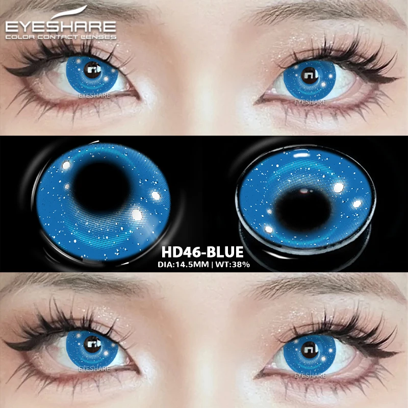 EYESHARE 1 Paar Halloween-Linsen, farbige Kontaktlinsen für Augen, jährliche Anime-rote Linsen, Cosplay-Kontakte, weiße Mesh-Blindlinse – Detail 29