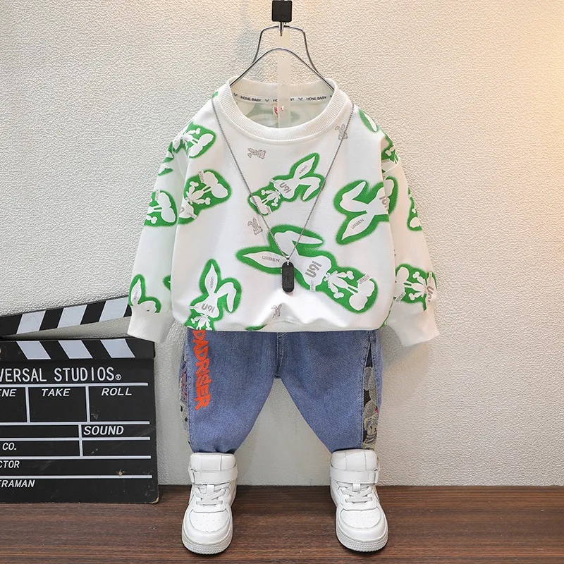

Free Shipping Boy Clothes Suit Fashion Cartoon Sweatshirt + Pants 2PCS Suit Children's Tracksuits Boys Sport Outfit For 2-10Year