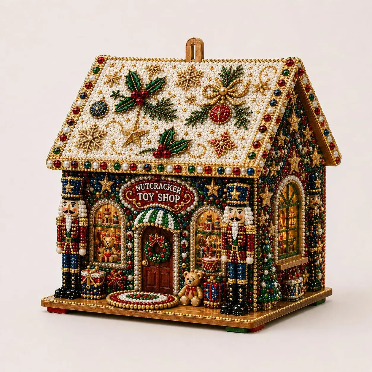 DIY Pearl Art Christmas House Diamond Painting Kit Gingerbread House Shape Xmas Hanging Ornament Set for Home Holiday Decor Gift