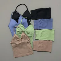 Yoga 2 Pieces Gym Set Women Backless Halter Tops High Waist Seamless Shorts Gym Suit Fitness Sports Bras Sportswear Workout Sets - Image 3