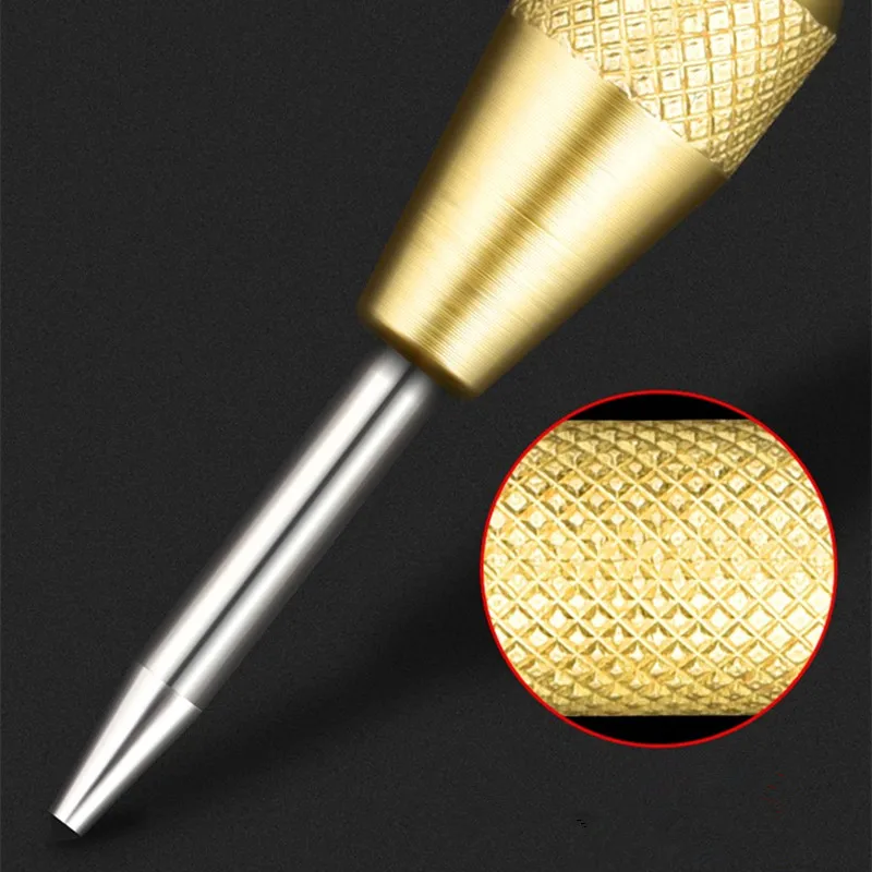 1pc Automatic Center Punch 5" Spring Center Punch Adjustable Tension Red Grip
