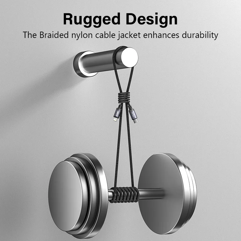 EAGET 30W PD USB C-라이트닝 충전 케이블, 아이폰 14 Pro Max/13/12용 브레이디드 나일론 데이터 케이블