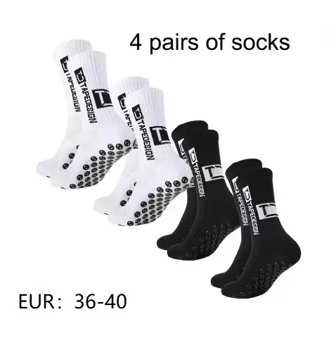 4 pairs of new TC mid tube glued football socks for sports training and competition, non slip and breathable socks - Image 11