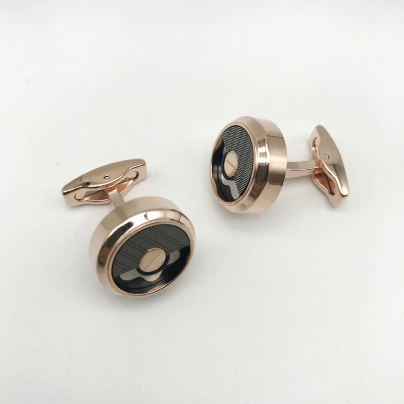 Cuff Links MB Semi Hollow Round Stainless Steel 1:1 High Quality 4 Colors Man Shirt Cufflinks Classic Buttons With Box Set