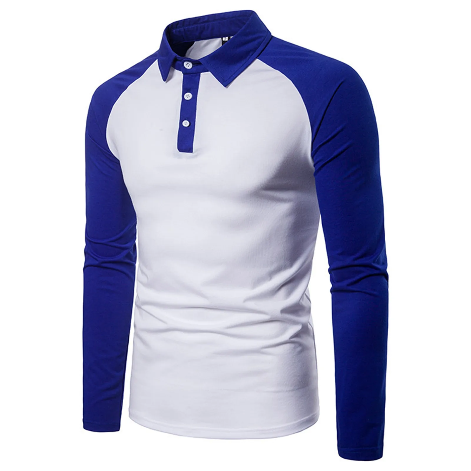 

Men's Color Matching Casual Loose Fashion Design Lapel Long Sleeve Top Sportswear All-