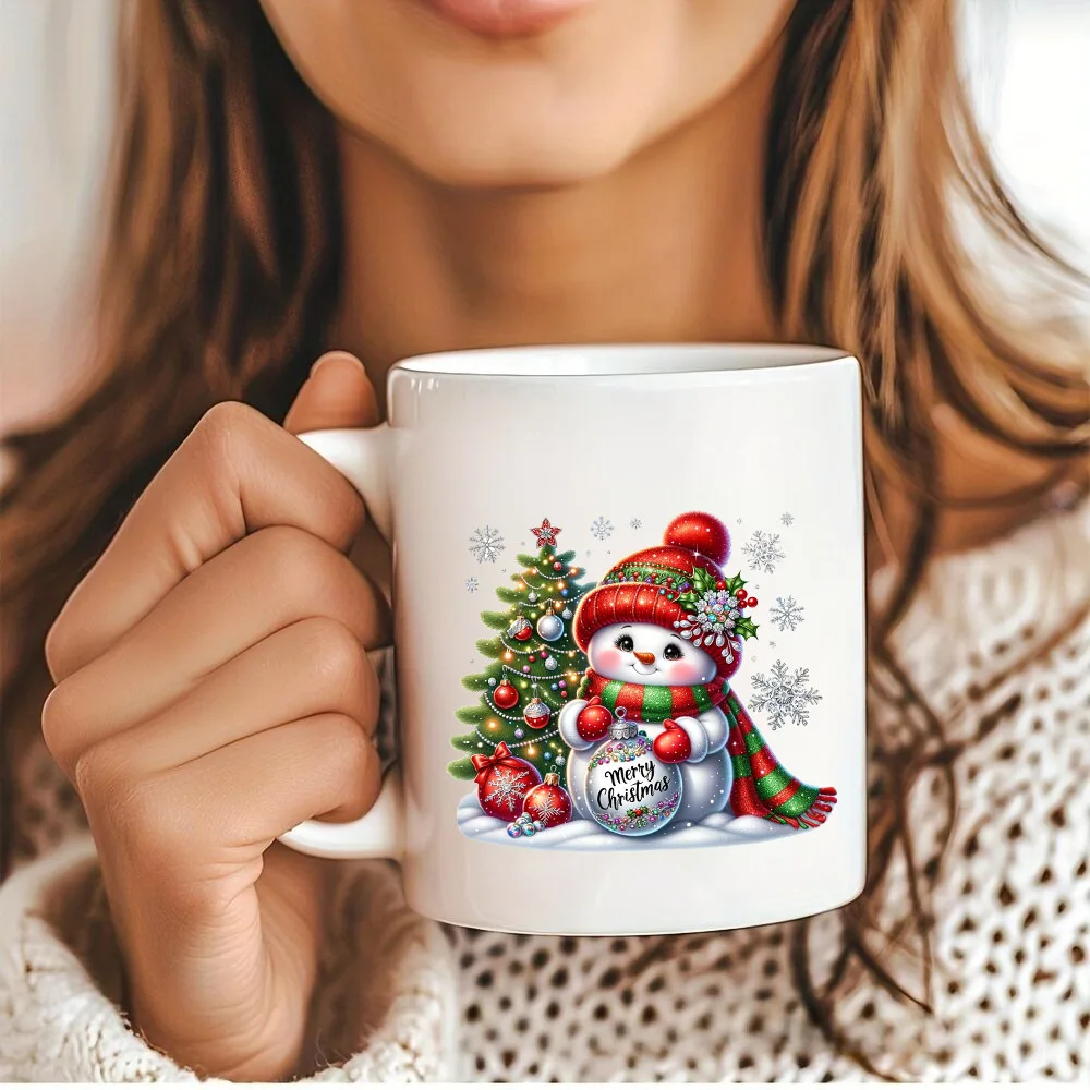Christmas Winter Snowman UV DTF Cup Wrap Transfer Sticker Glass Coffee Mugs Decoration Xmas Greeting Cards Ornament Decal 12pcs dtf transfer sticker