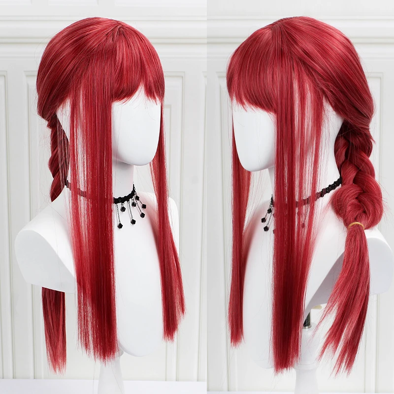 

Anime Chainsaw Man Wig Makima Long Rose Red Hair Cosplay Wig Role Play Halloween Hair Synthetic 75cm