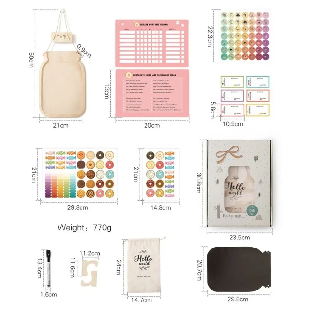 With Star Or Donuts Wooden Reward Bottle Education Accessories Behavior Chart Reward Jar Goal Setting Positive Motivation