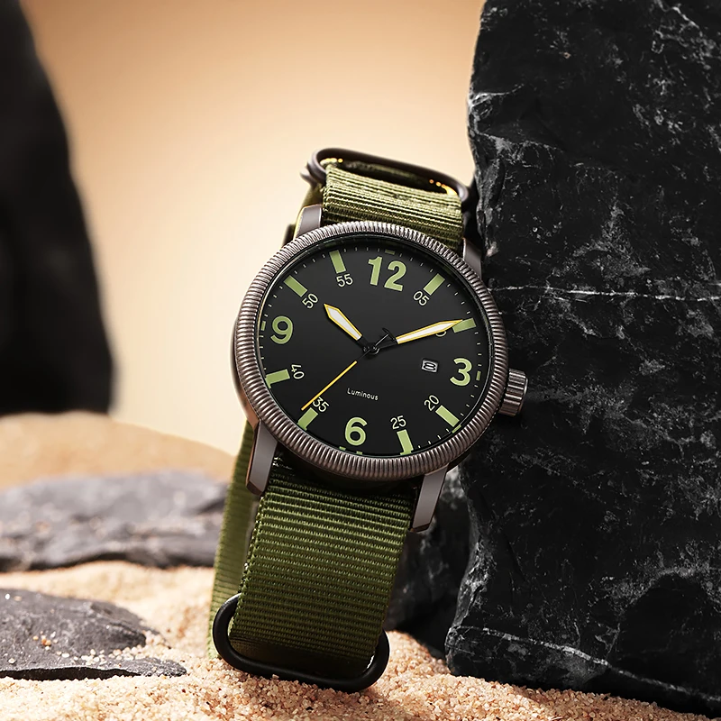 Enhanced Field Watch with Luminous Display and Fabric Strap