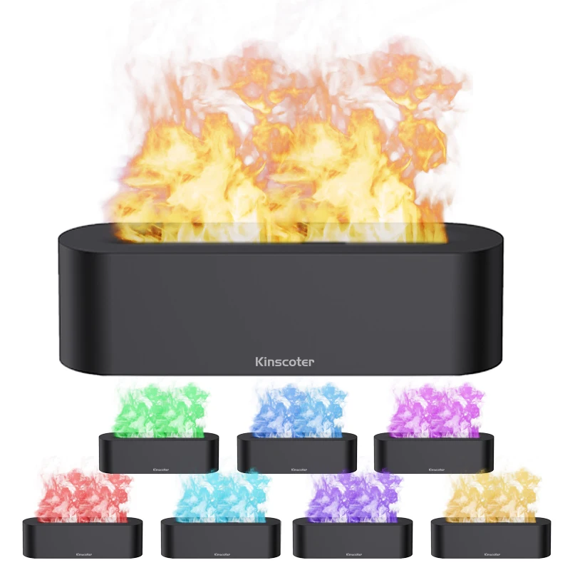 KINSCOTER Essential Oil Aroma Diffuser Flame Air Humidifier Ultrasonic Cool Mist Difusor with  RGB Realistic Fire Night Light 6