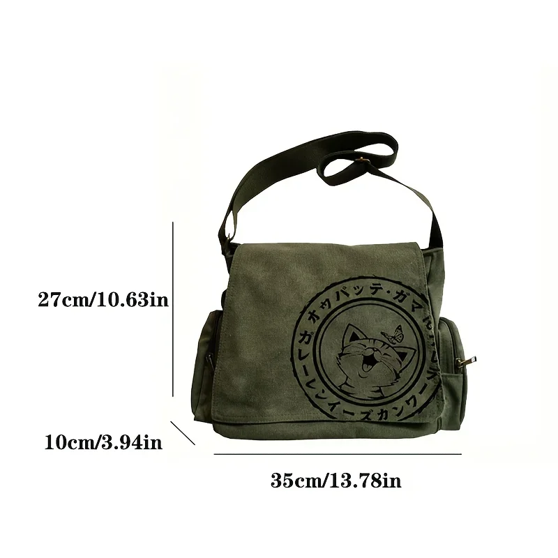 Japanese Cat Pattern Shoulder Bags Cute Vintage Crossbody Bag Adjustable Shoulder Strap Large Capacity Message Bag For Women