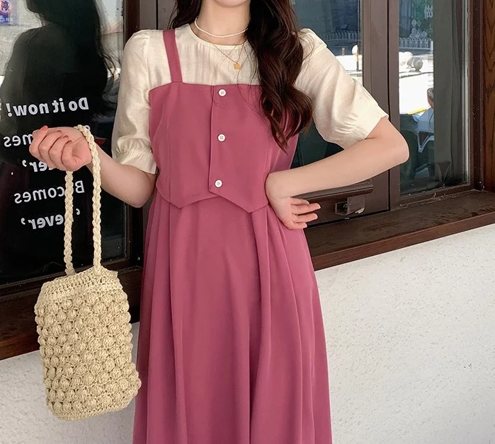 

Summer 2024 New Fashion Dresses Balck Elegant Fashion Dress Occasions Womens Long Pink Simple Casual Girls Medium Dresses