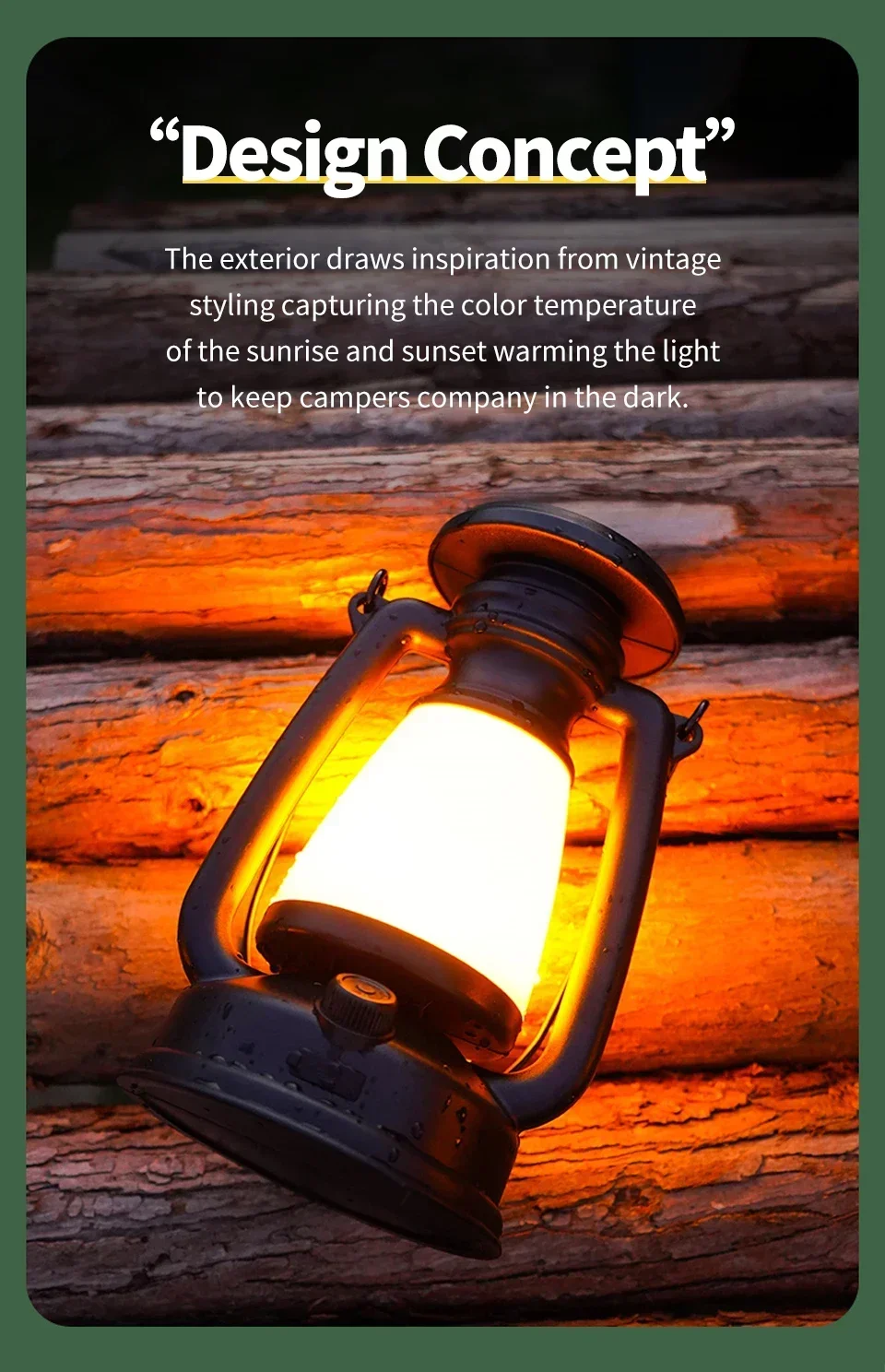 Description Picture 4 of itemOutdoor Solar Camping Light USB Rechargeable Camping Lanterns 3 Light Modes Stepless Dimming Portable Tent Hiking Fishing Light