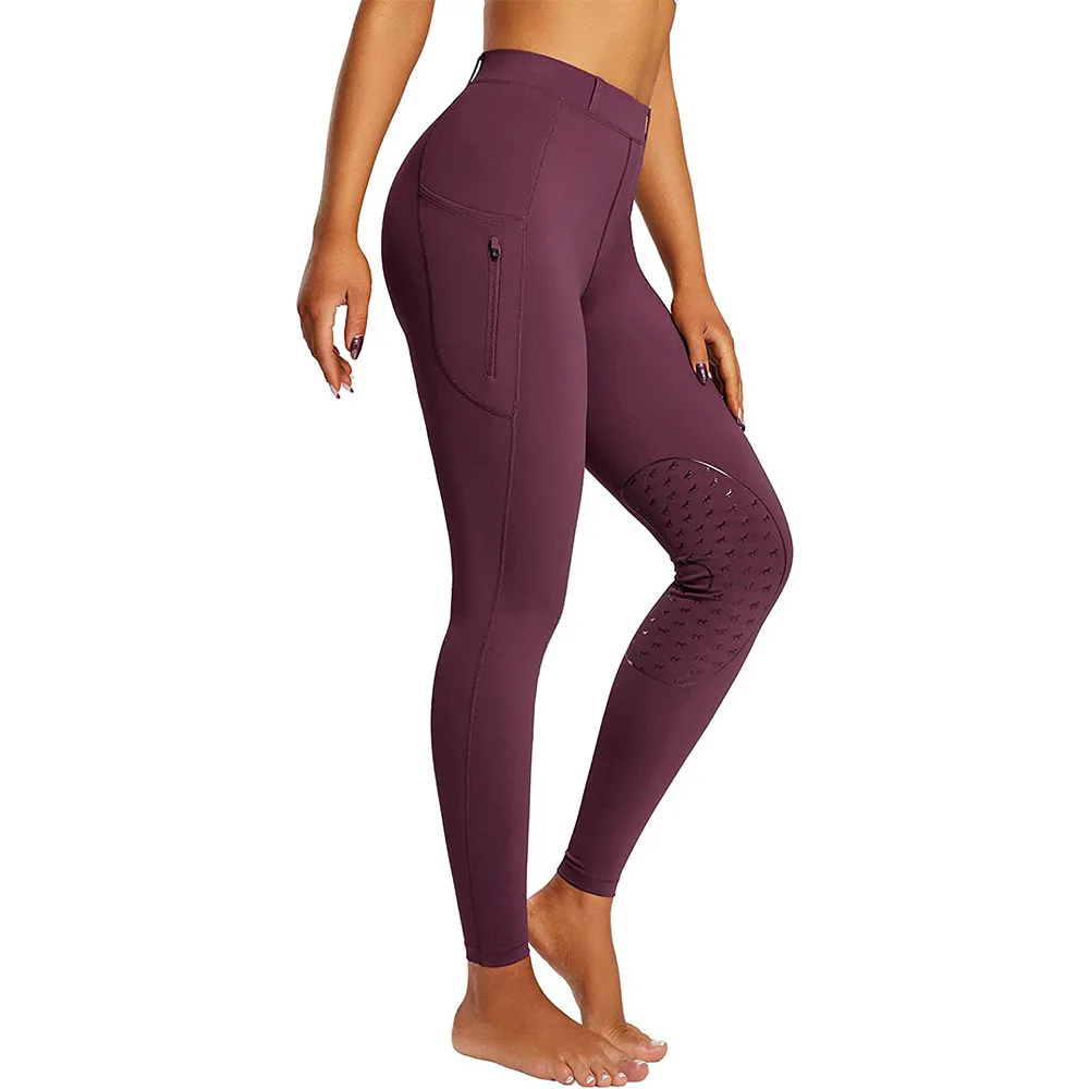 Girls Horse Riding Pants Kids Equestrian Breeches Belt Loops Knee-Patch Women's Tights Equestrian BreechesTights Zipper Pocket 6
