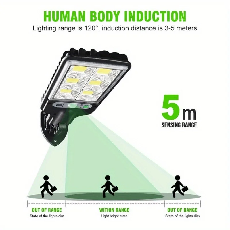 3PCS Outdoor Solar Wall Light LED Motion Sensor Bright Flood Street Lamp 3 Modes
