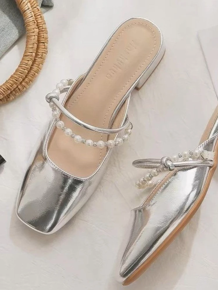 Sandals Women Caput Quadratum Chunky Med High Heels Flip Flops Slingback Casual Candy Skidproof Beach Shoes For Women Fashion