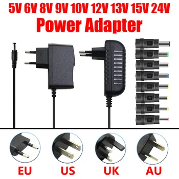 อะแดปเตอร์แปลงไฟ 12V 24V AC 220V 110V เป็น DC 5V 6V 8V 9V 12V 13V 15V 24V พร้อมหัวปลั๊ก 8 แบบ 1