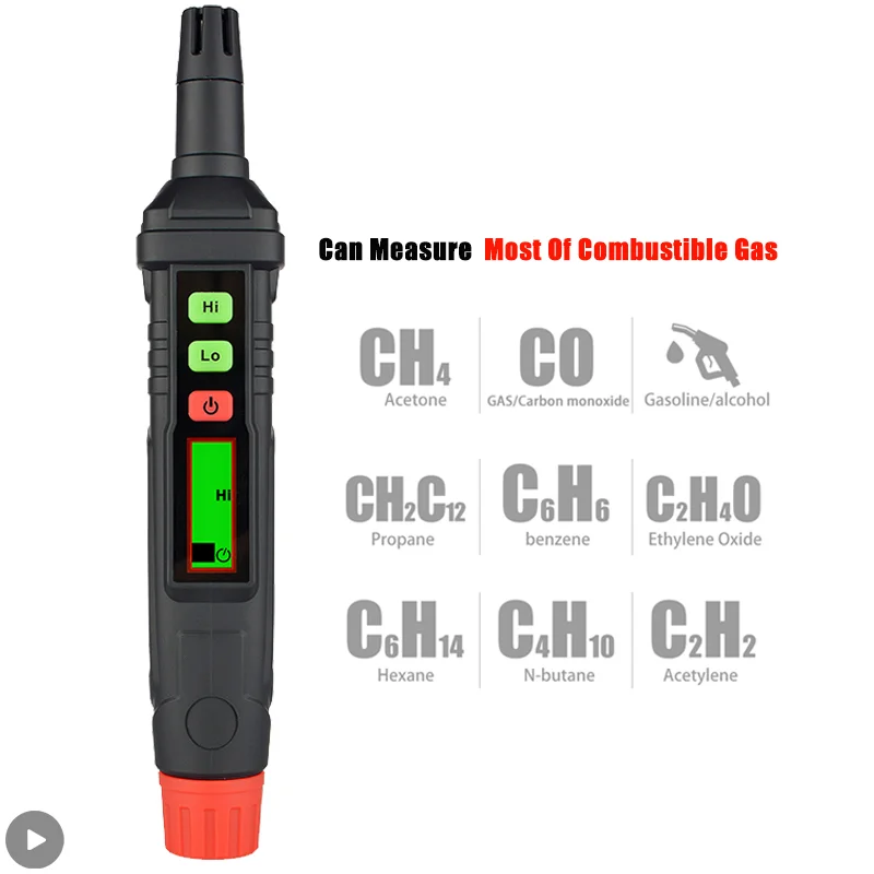 HABOTEST HT61 가스 누출 감지기 모든 유형의 인화성 가스에 대한 가연성 가스 감지기, 가청 및 시각 경보 포함